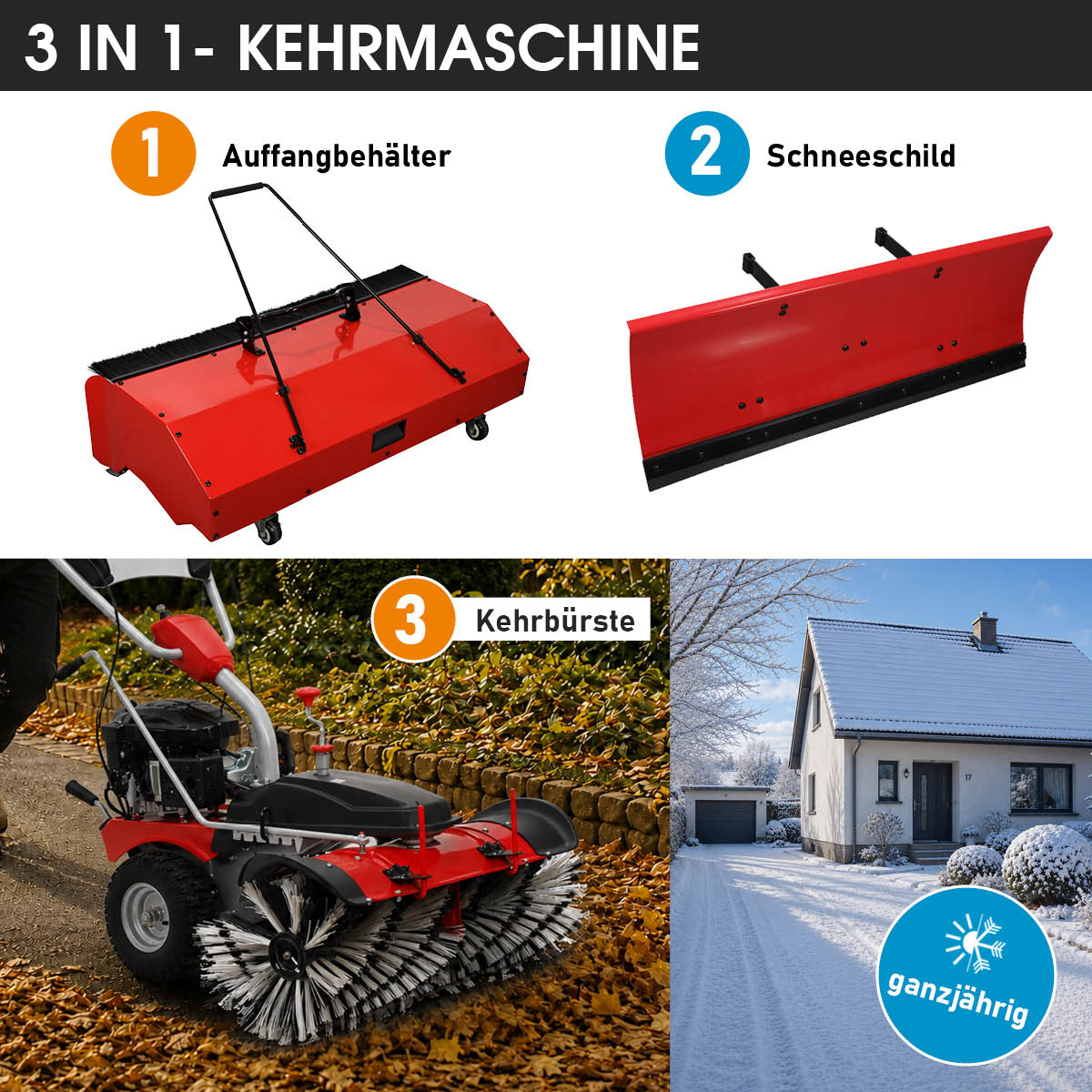 BRAST Benzin Kehrmaschine 3in1 XXL ESTART
