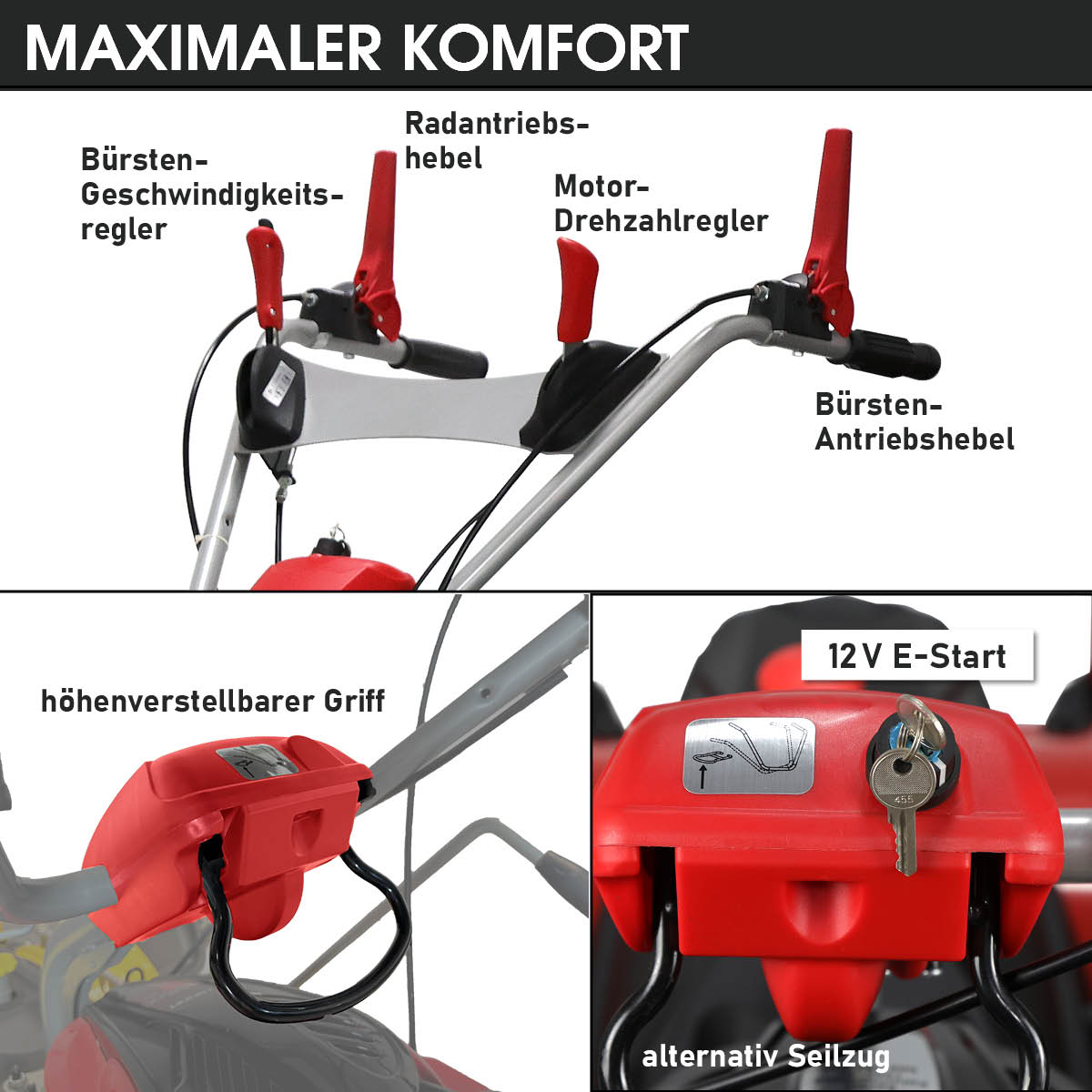 BRAST Benzin Kehrmaschine 3in1 XXL ESTART