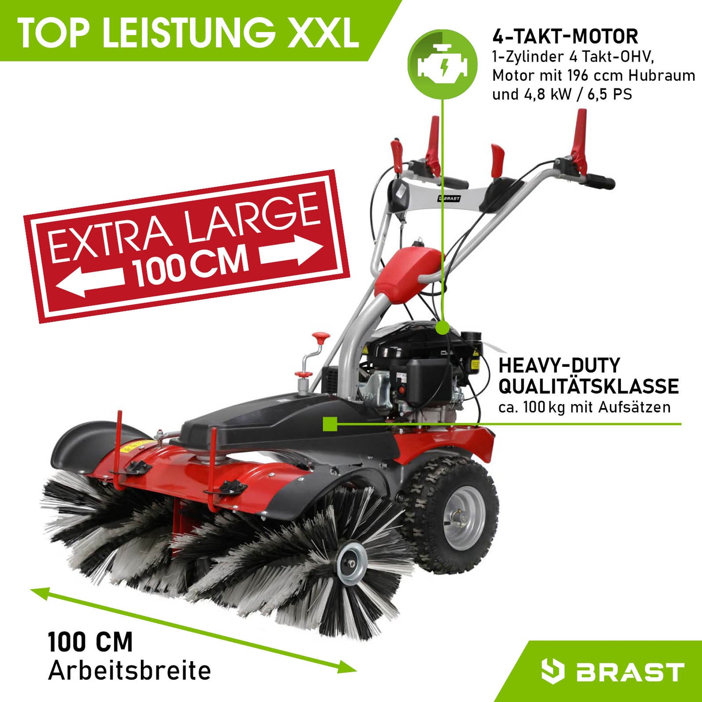 BRAST Benzin Kehrmaschine 3in1 XXL ESTART