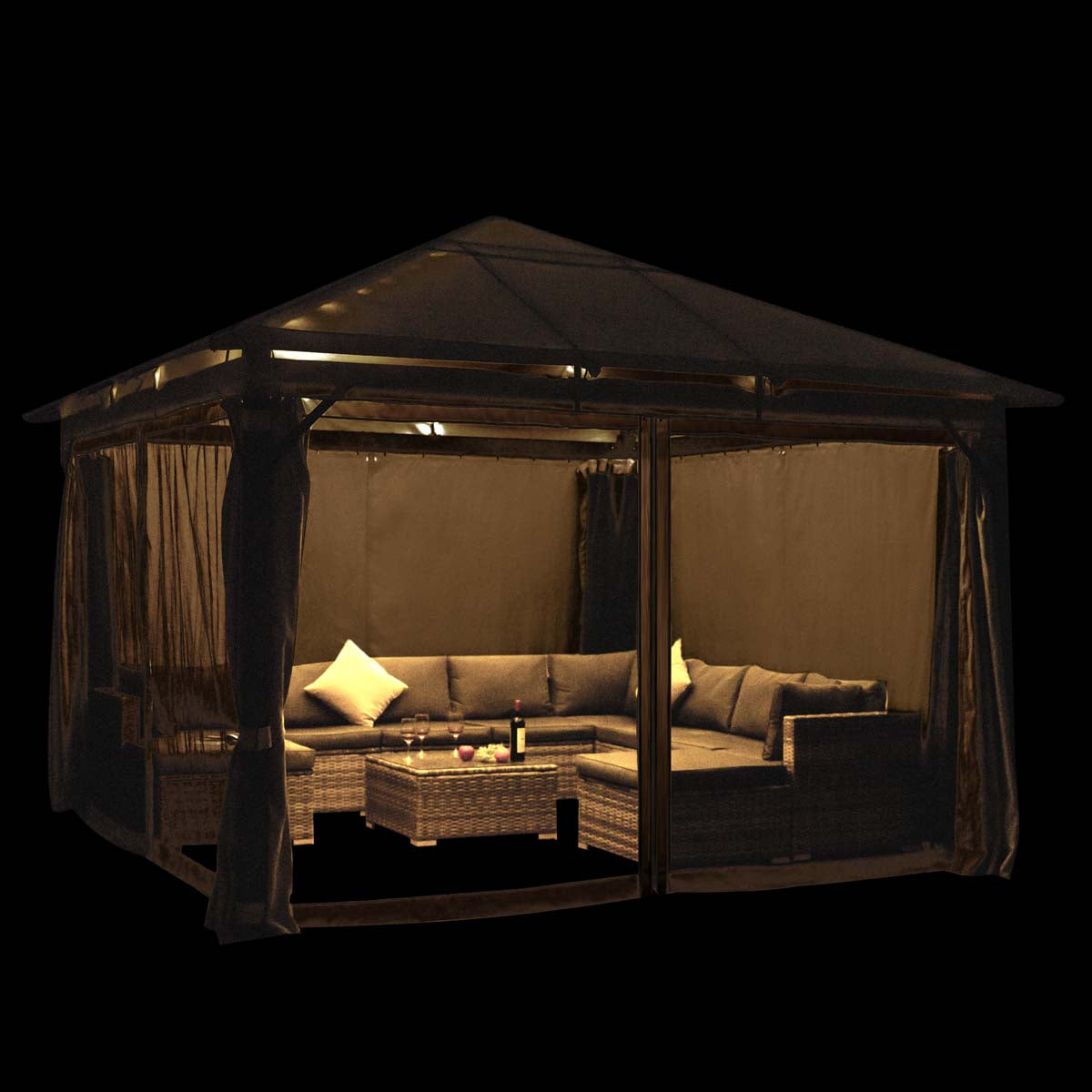 Alu Pavillon Infinity 4x4m dunkelgrau inkl. LEDs