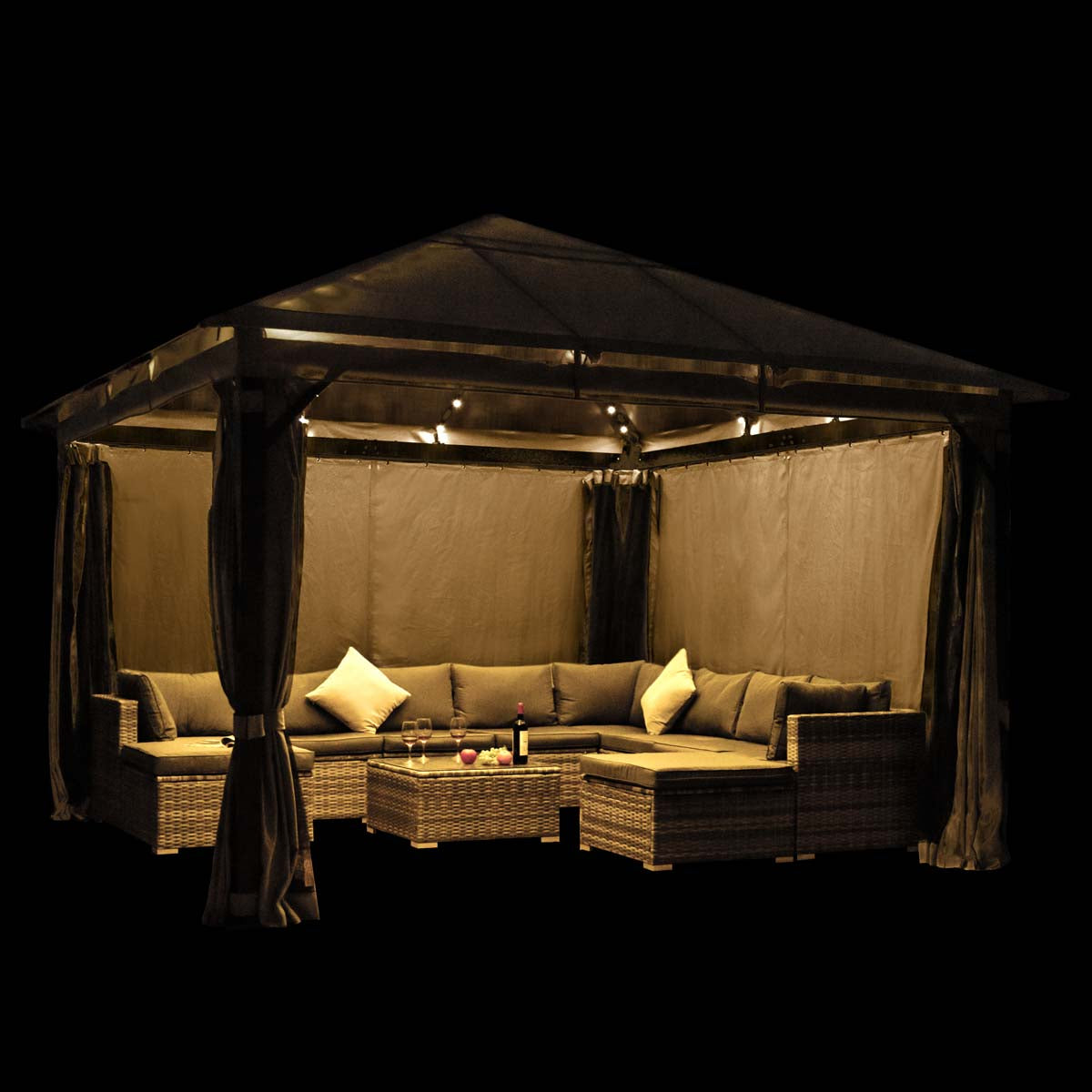 Alu Pavillon Infinity 4x4m dunkelgrau inkl. LEDs