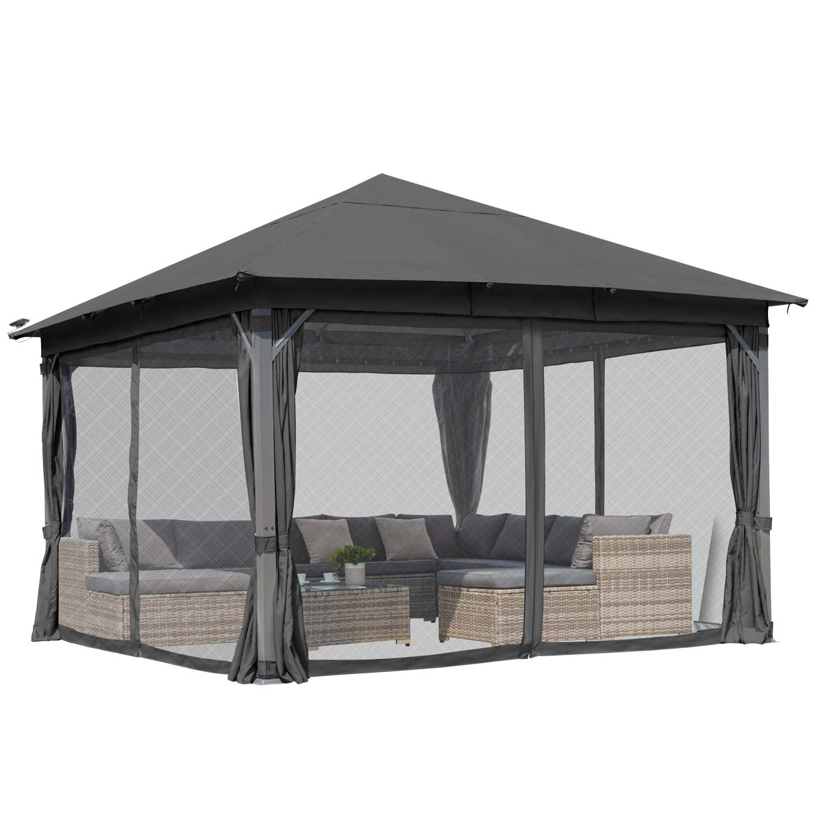 Alu Pavillon Infinity 4x4m dunkelgrau inkl. LEDs