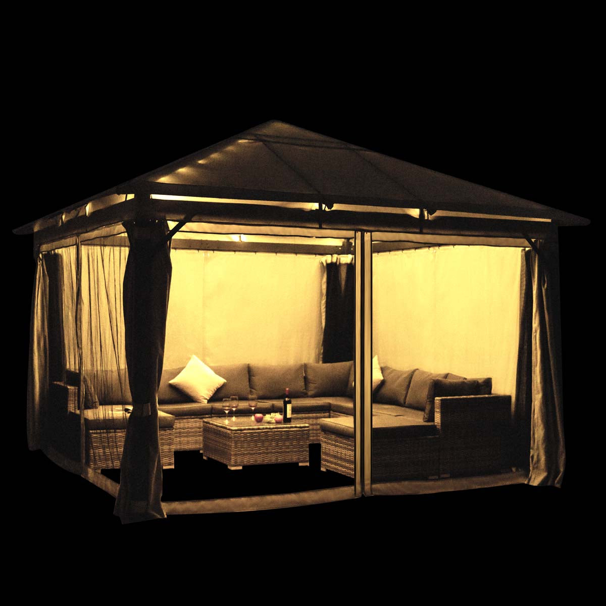 Alu Pavillon Infinity 4x4m beige inkl. LEDs
