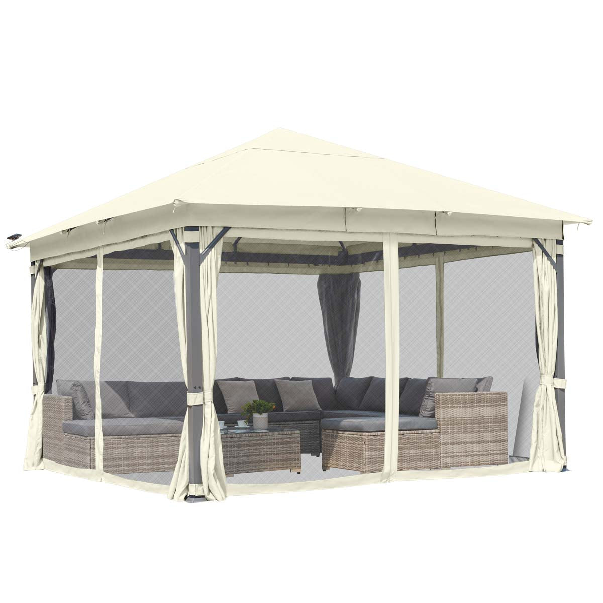 Alu Pavillon Infinity 4x4m beige inkl. LEDs