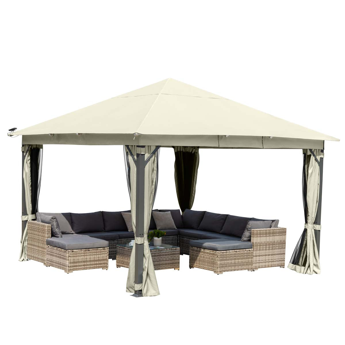 Alu Pavillon Infinity 4x4m beige inkl. LEDs