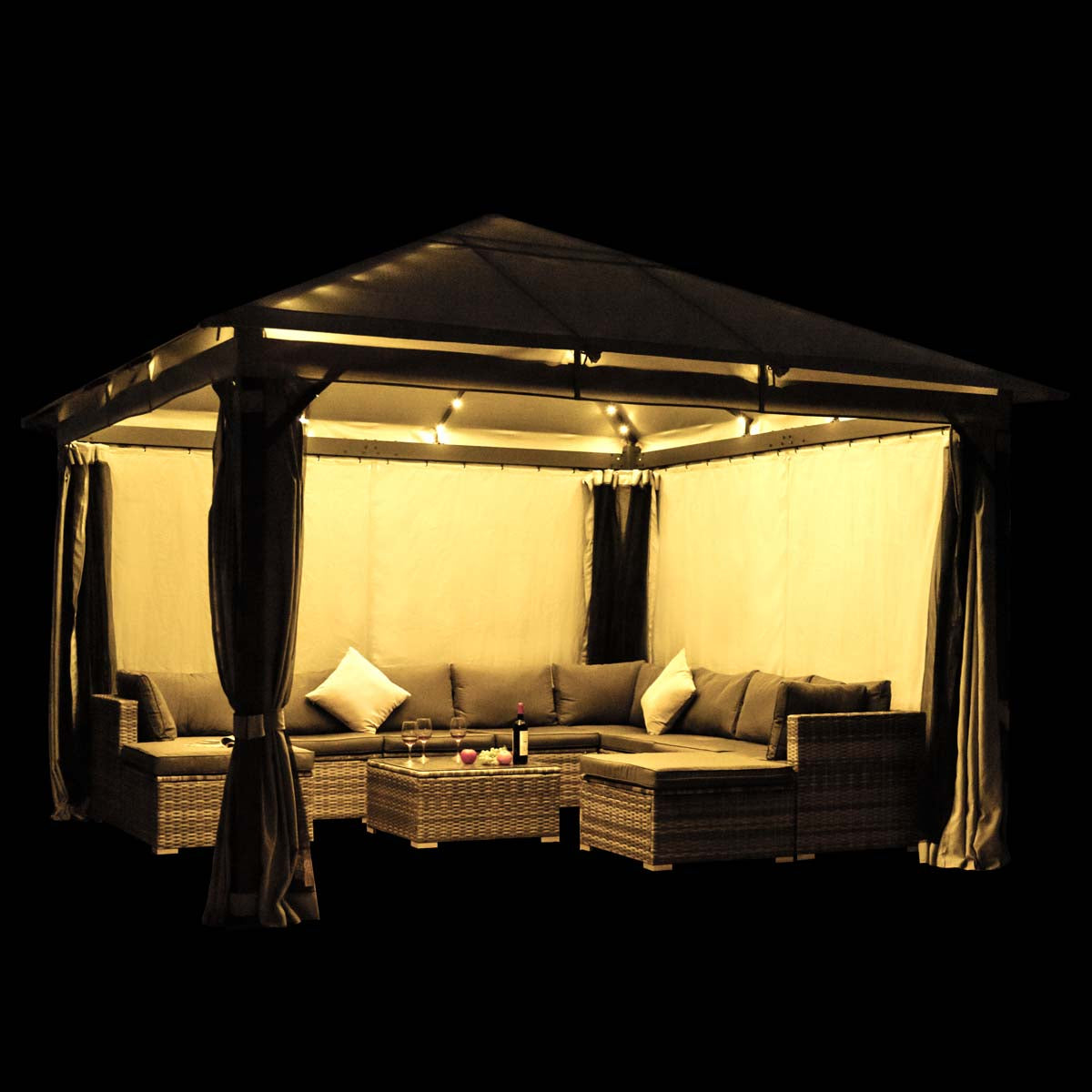 Alu Pavillon Infinity 4x4m hellgrau inkl. LEDs