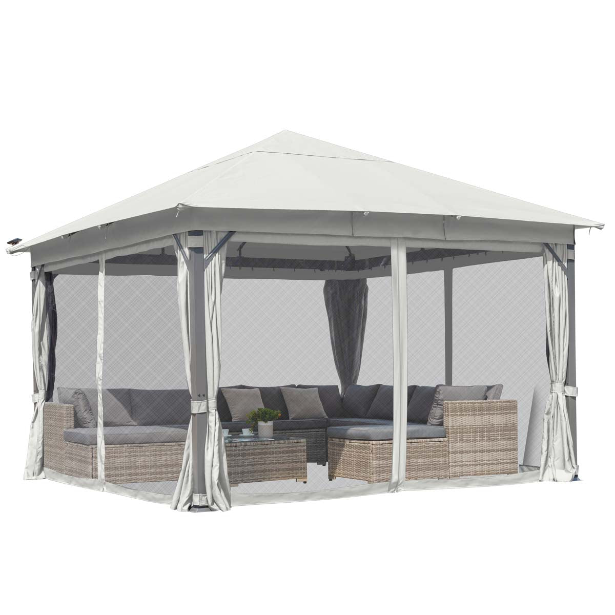 Alu Pavillon Infinity 4x4m hellgrau inkl. LEDs