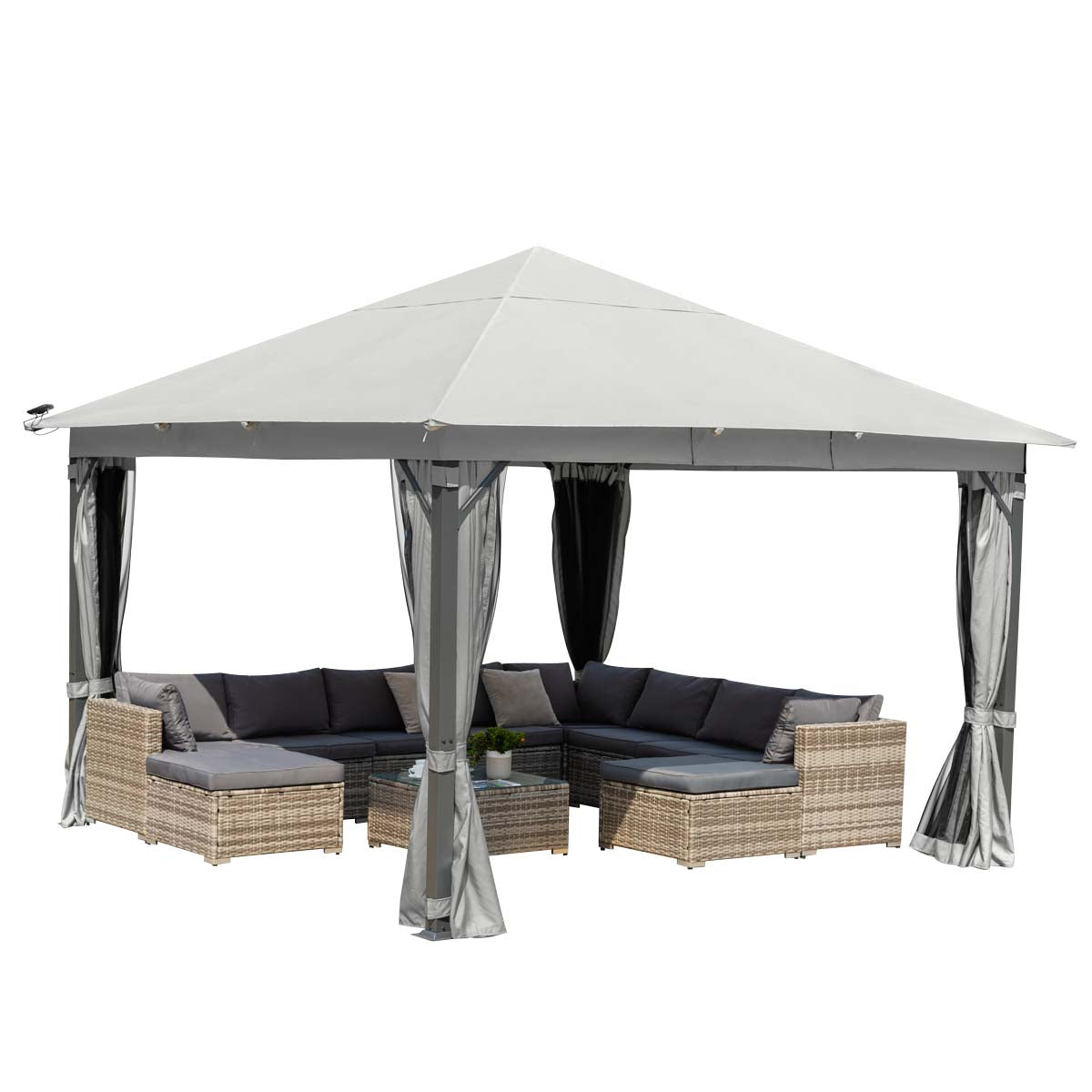 Alu Pavillon Infinity 4x4m hellgrau inkl. LEDs