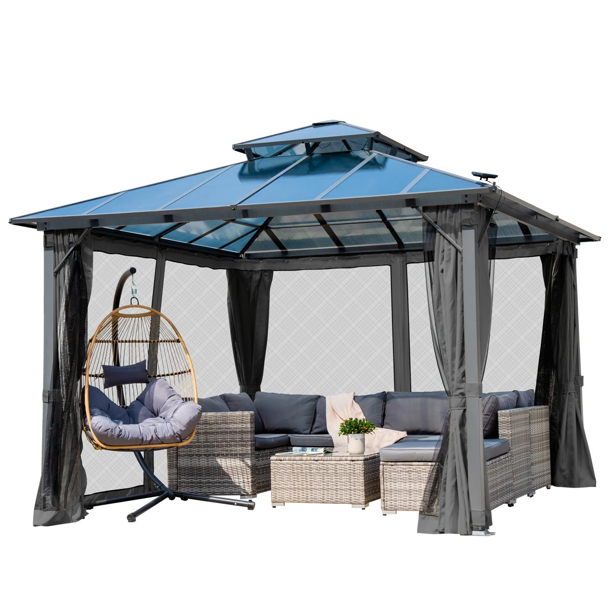 Alu-Pavillon Pagode 3,5x3,5m dunkelgrau