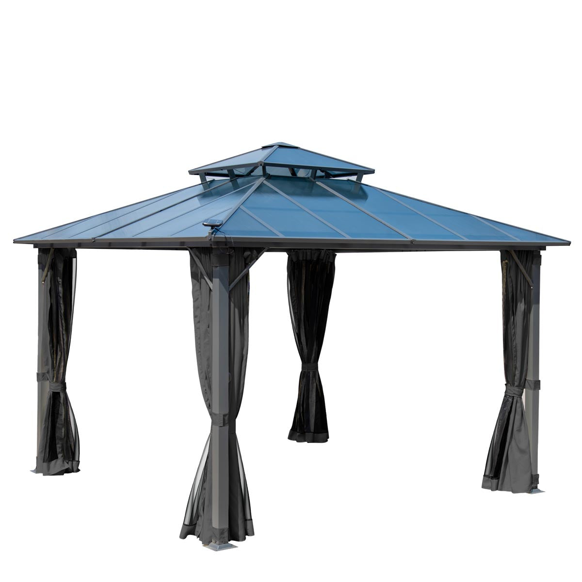 Alu-Pavillon Pagode 3,5x3,5m dunkelgrau