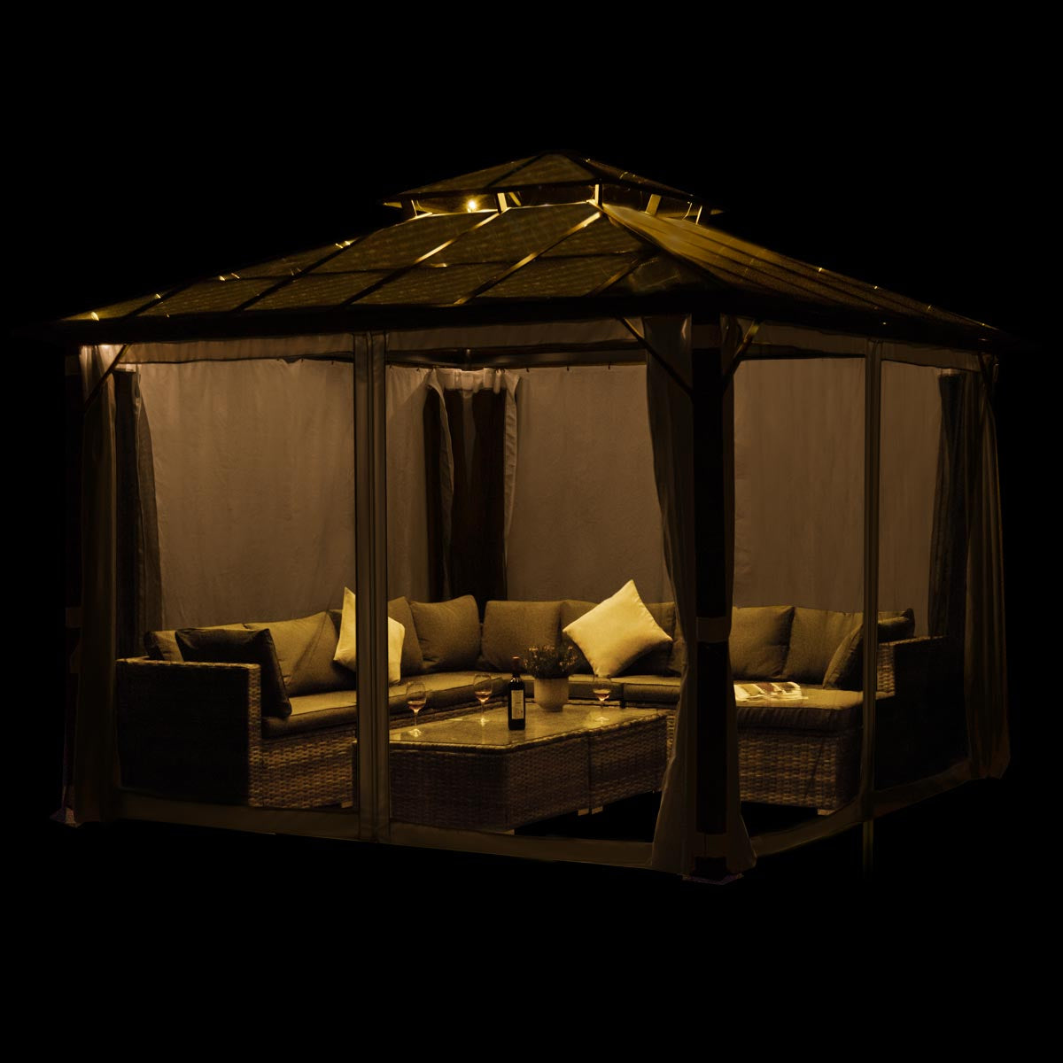 Alu-Pavillon Pagode 3,5x3,5m dunkelgrau