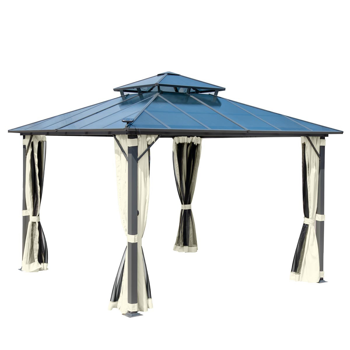 Alu-Pavillon Pagode 3,5x3,5m beige