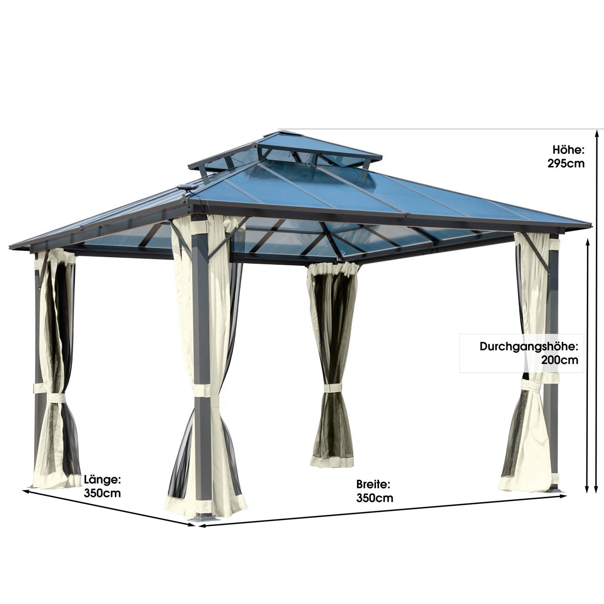 Alu-Pavillon Pagode 3,5x3,5m beige