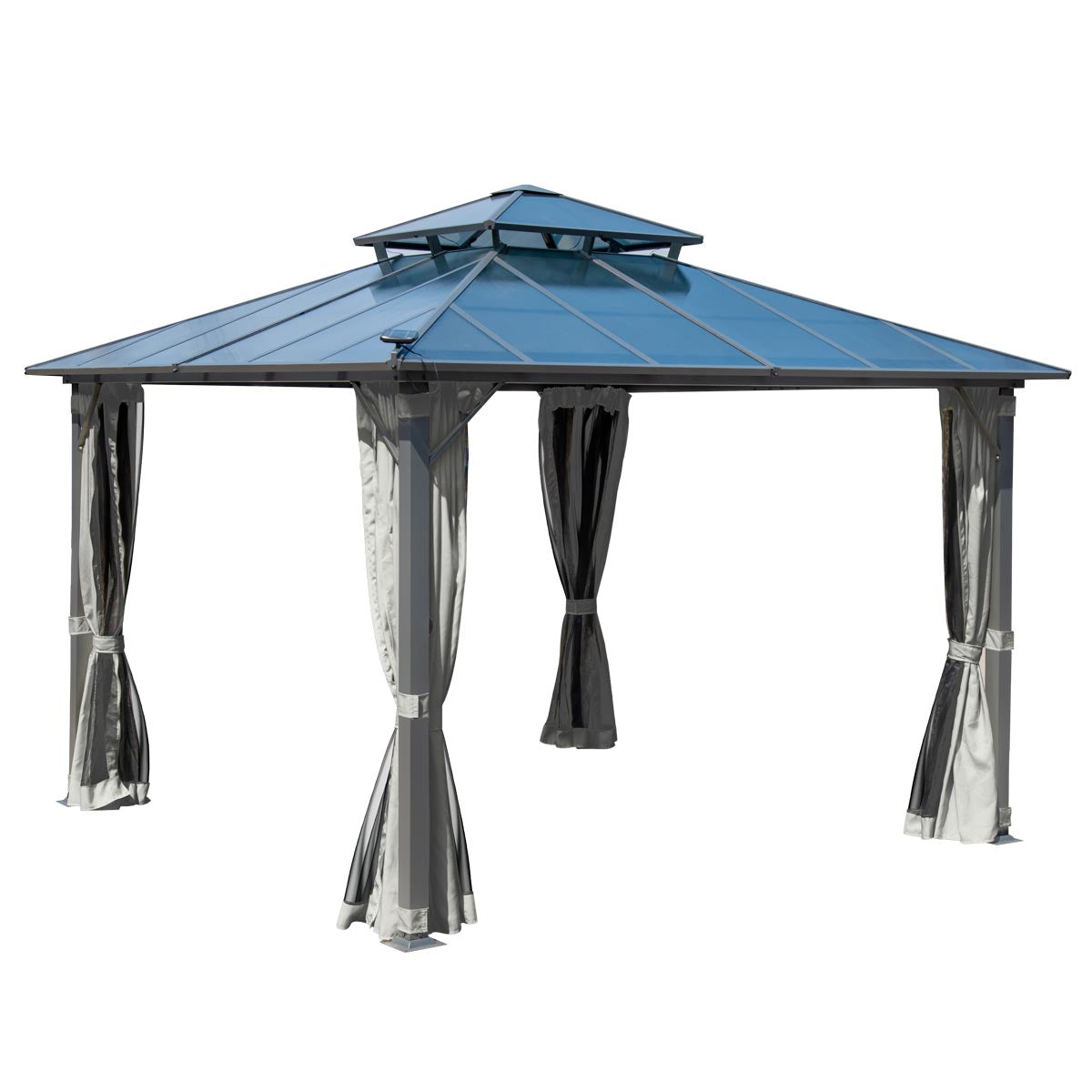 Alu-Pavillon Pagode 3,5x3,5m hellgrau