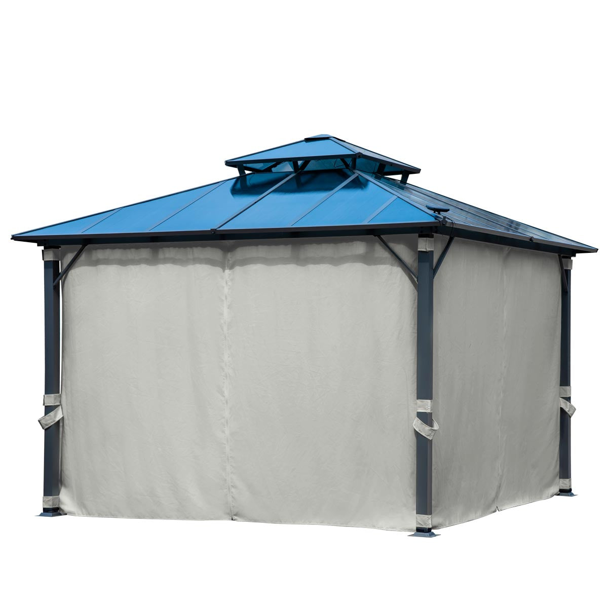 Alu-Pavillon Pagode 3,5x3,5m hellgrau