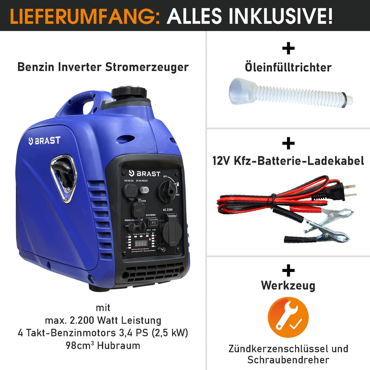 Benzin Generator - Inverter Stromerzeuger 2200
