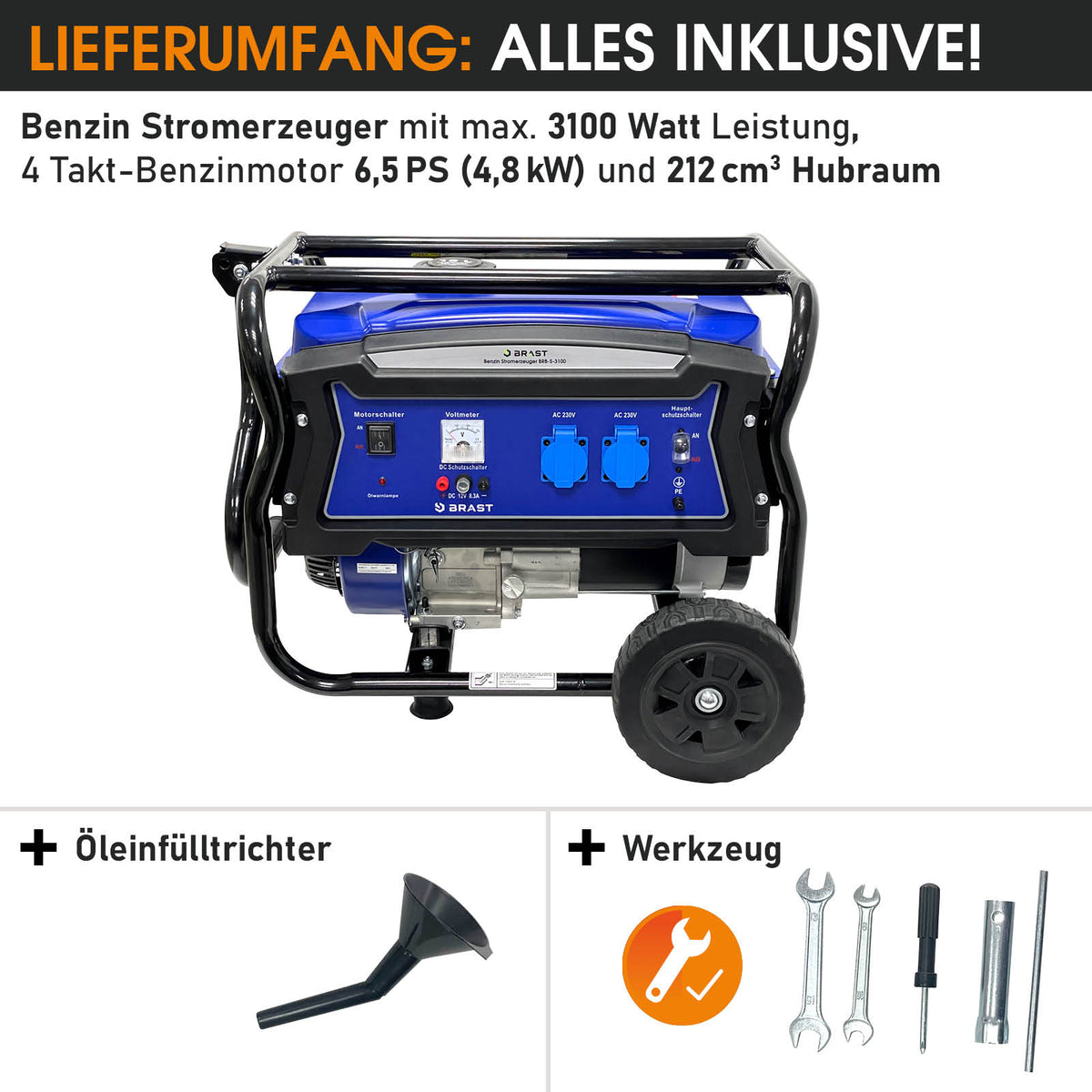 Benzin Generator Stromerzeuger 3100