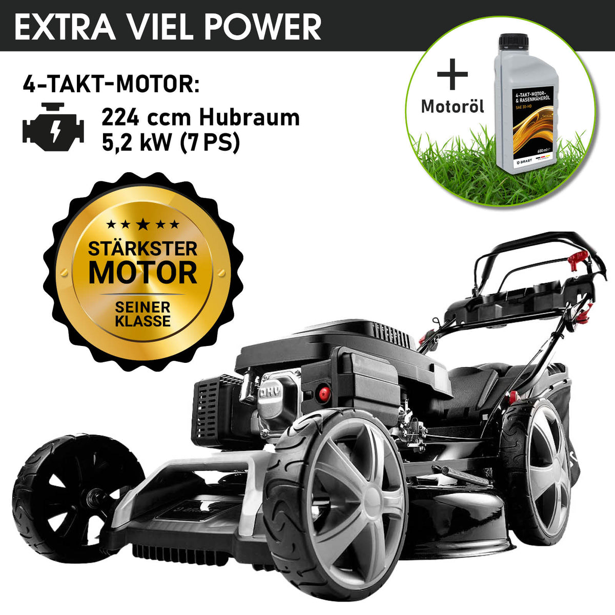 Benzin Rasenmäher 22224 inkl. Motoröl