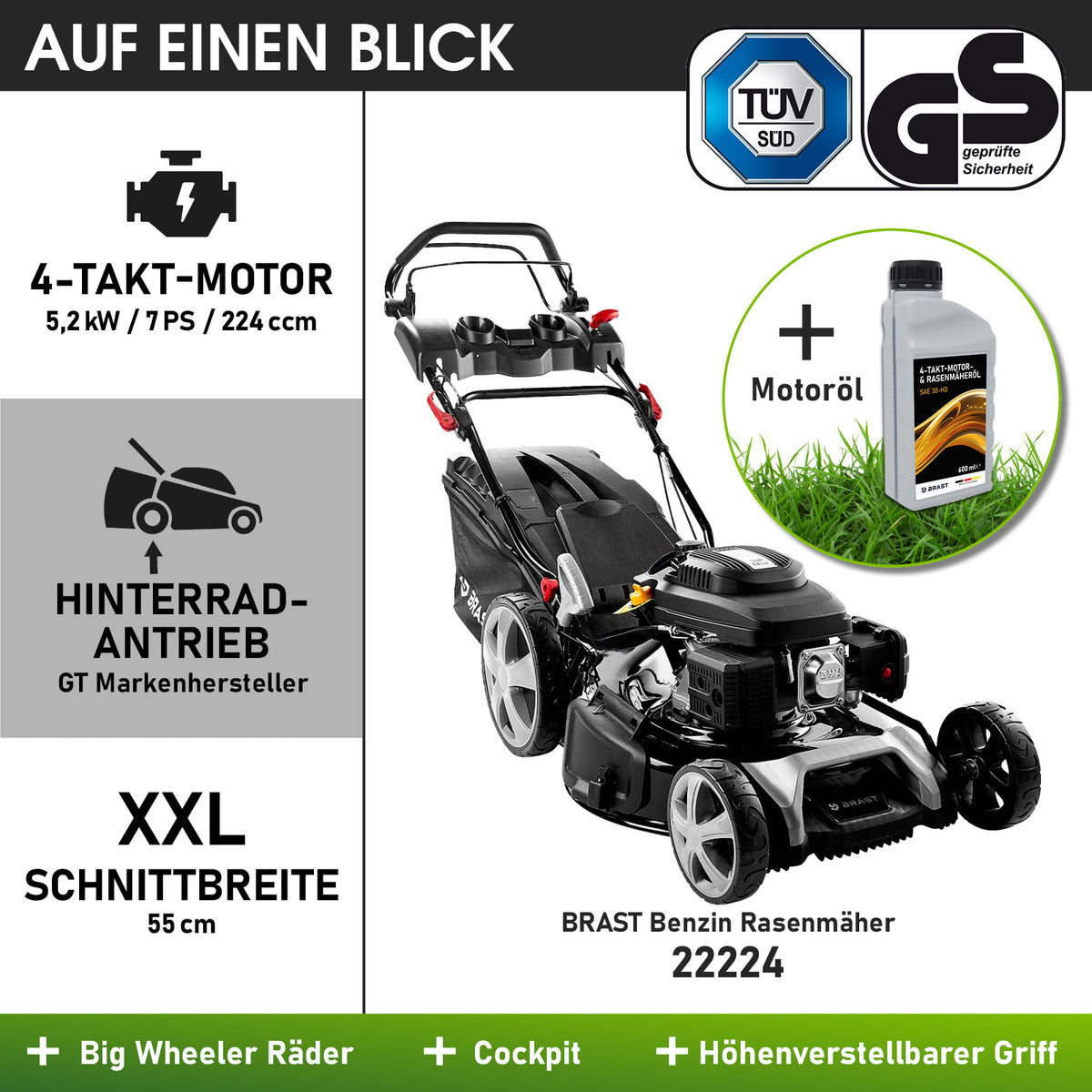 Benzin Rasenmäher 22224 inkl. Motoröl