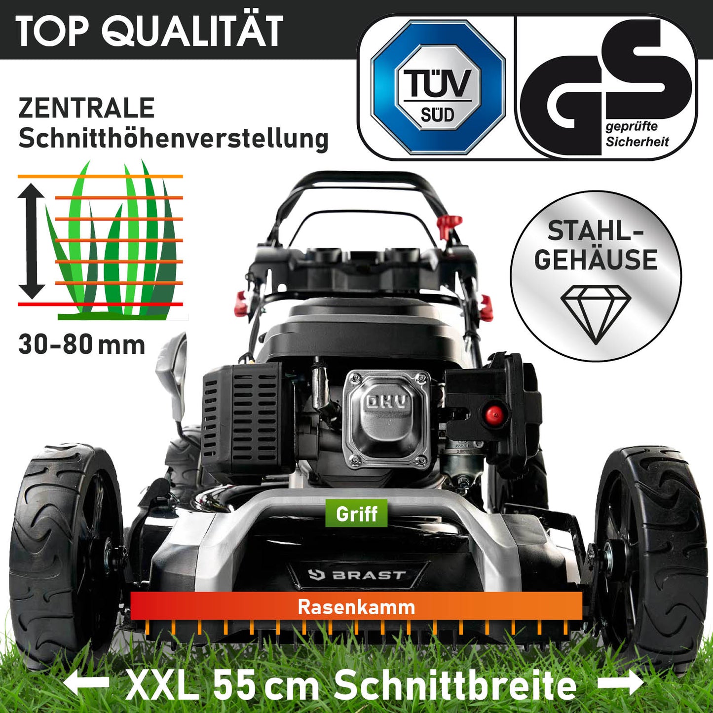 Benzin Rasenmäher 22224 ESTART SPEED inkl. Motoröl