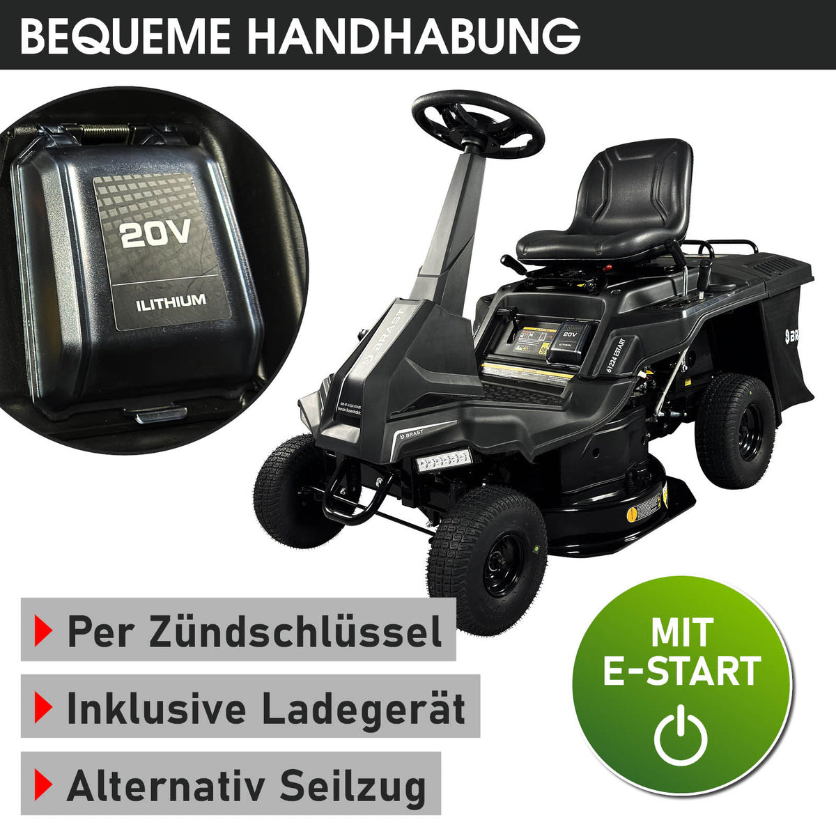 BRAST Benzin Aufsitzmäher 61224 ESTART