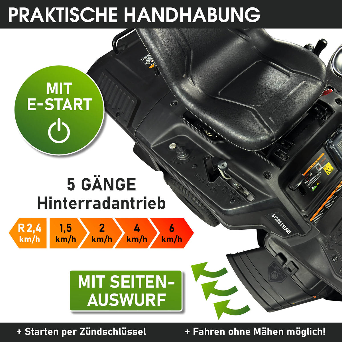 BRAST Benzin Aufsitzmäher 61224 ESTART