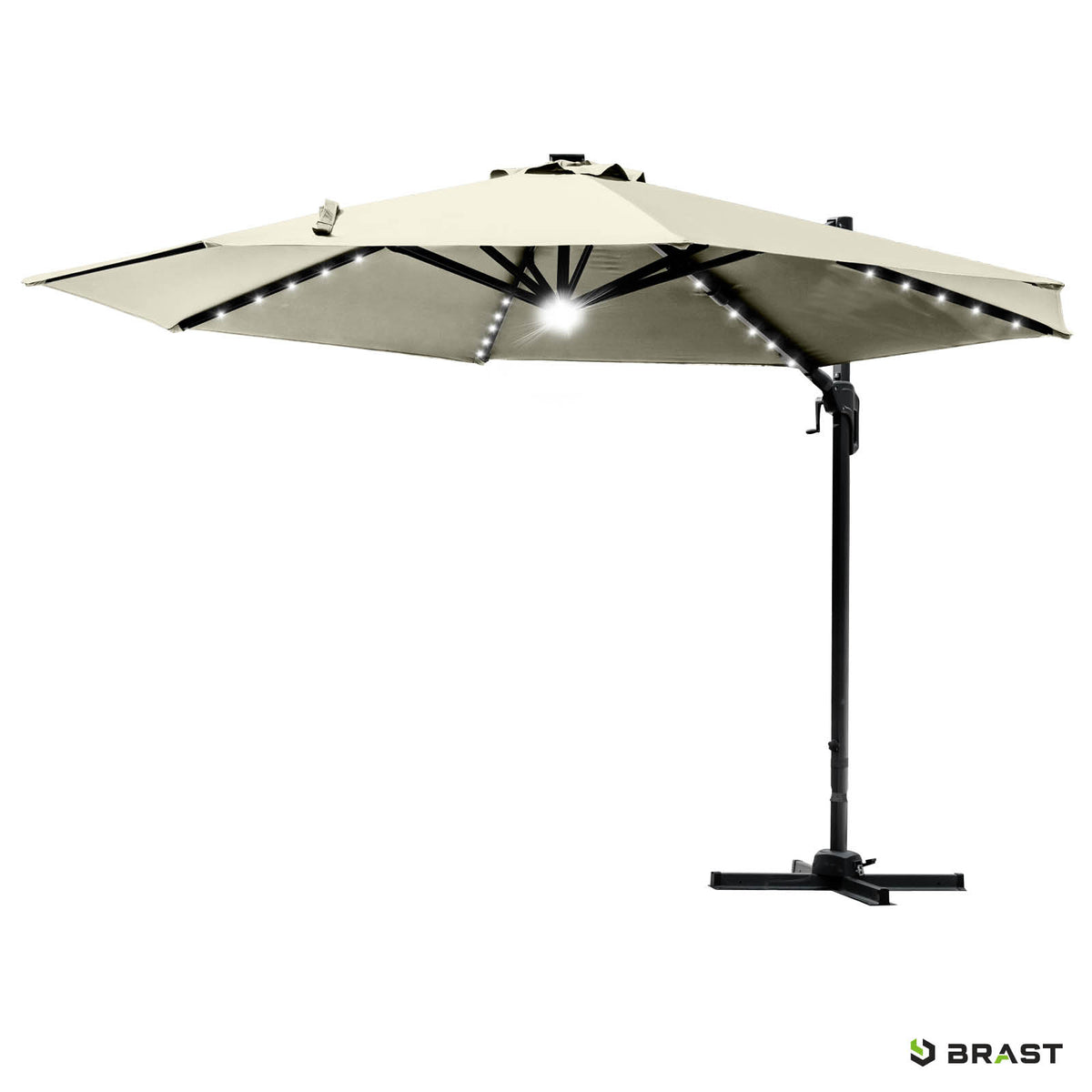 Alu Ampelschirm 300cm beige mit LED-Beleuchtung