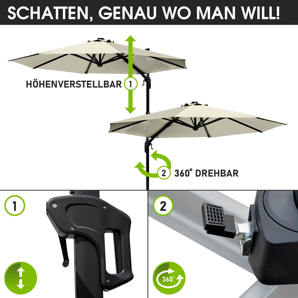 Alu Ampelschirm 300cm beige