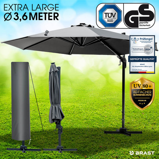 Alu Ampelschirm 360cm grau