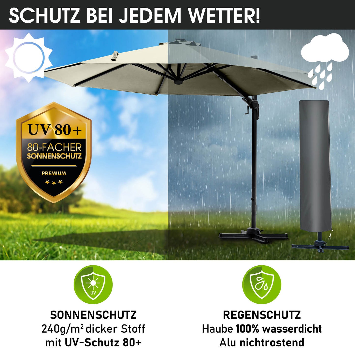 Alu Ampelschirm 360cm beige