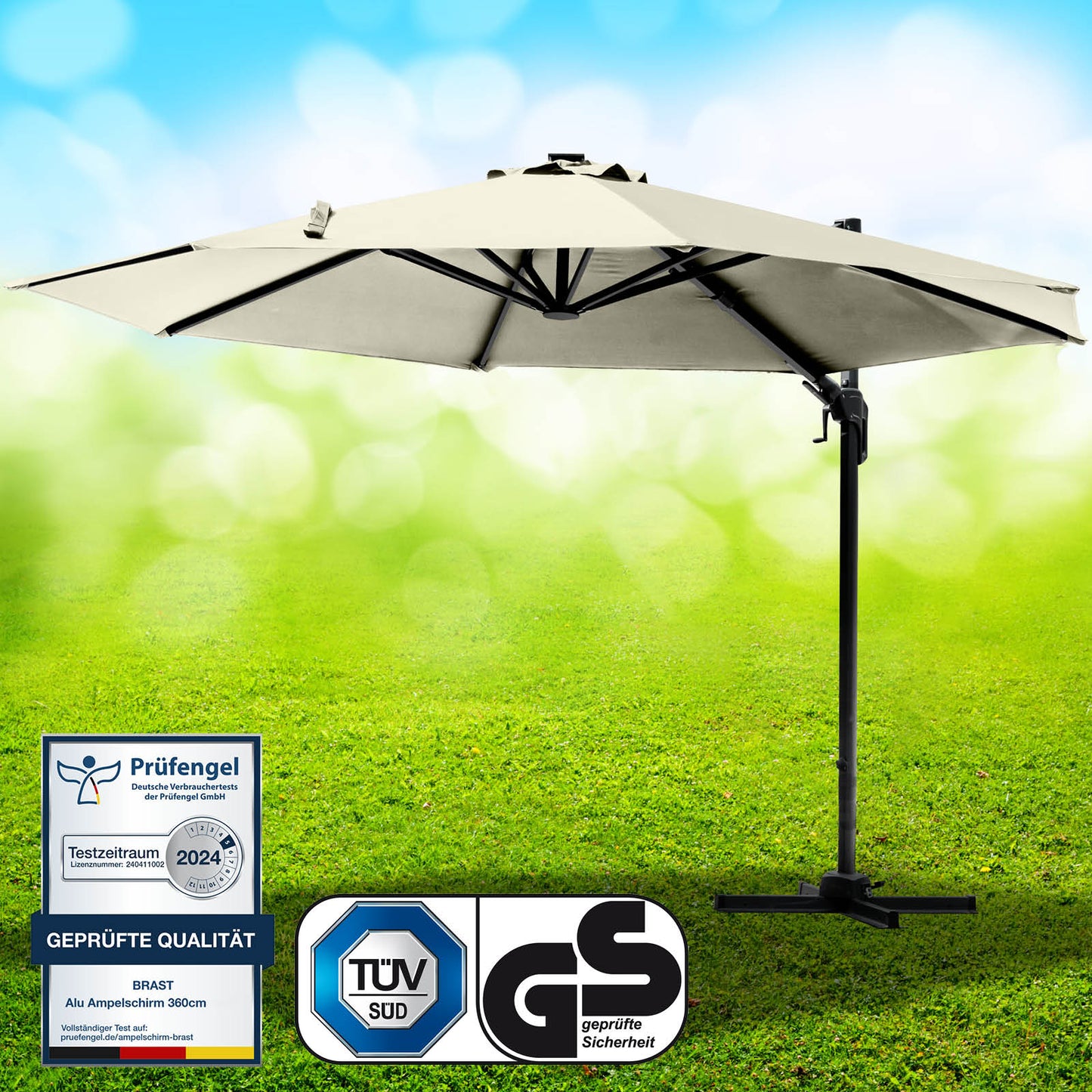 Alu Ampelschirm 360cm beige