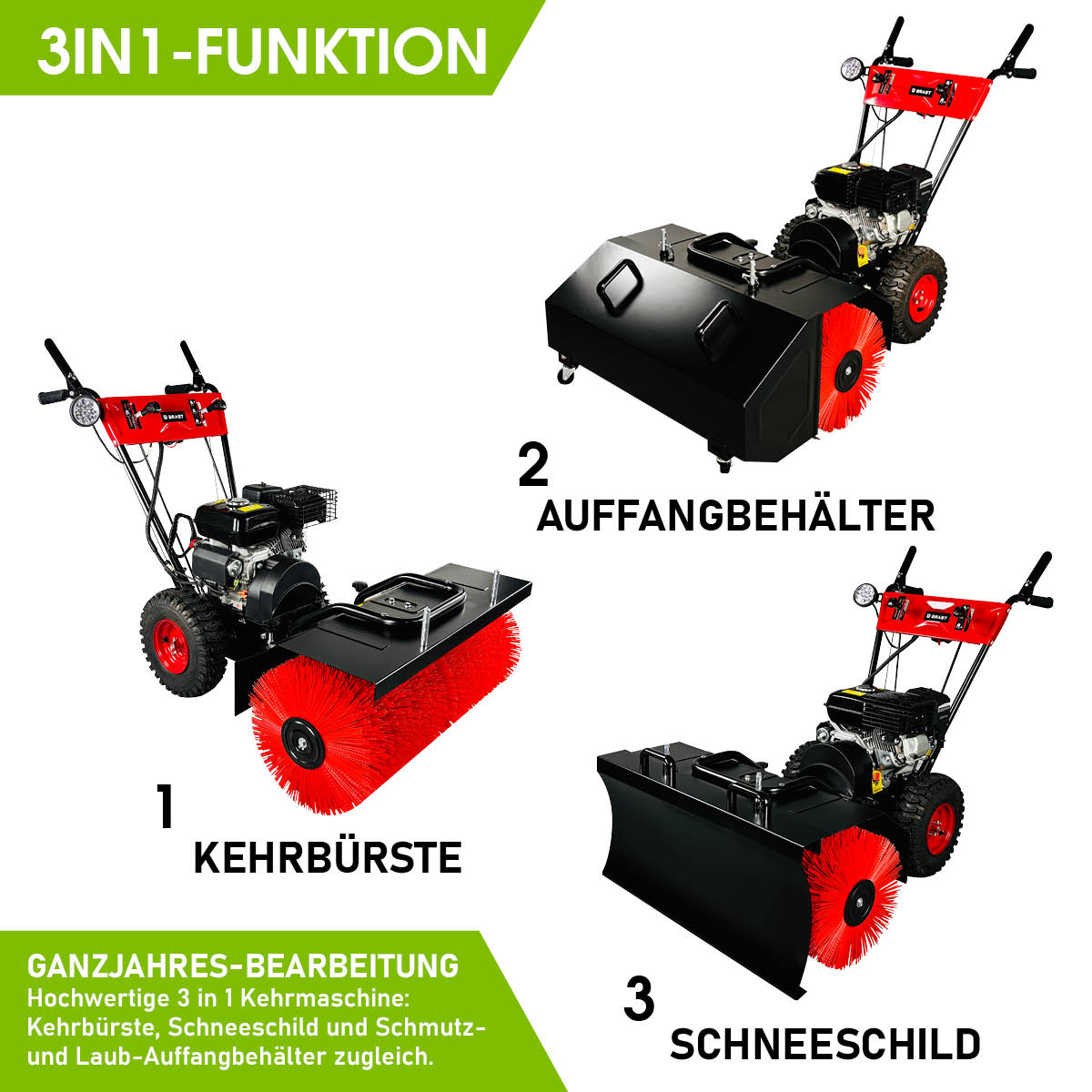 BRAST Benzin Kehrmaschine 3in1 3100 ESTART
