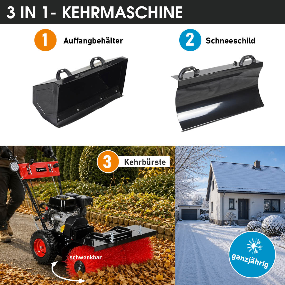 BRAST Benzin Kehrmaschine 3in1 3100 ESTART