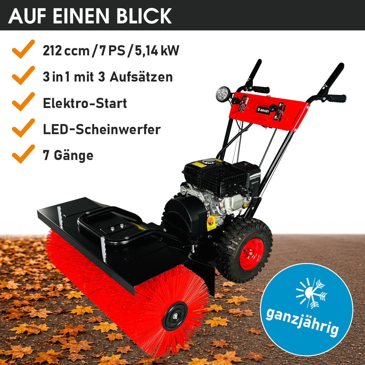 BRAST Benzin Kehrmaschine 3in1 3100 ESTART