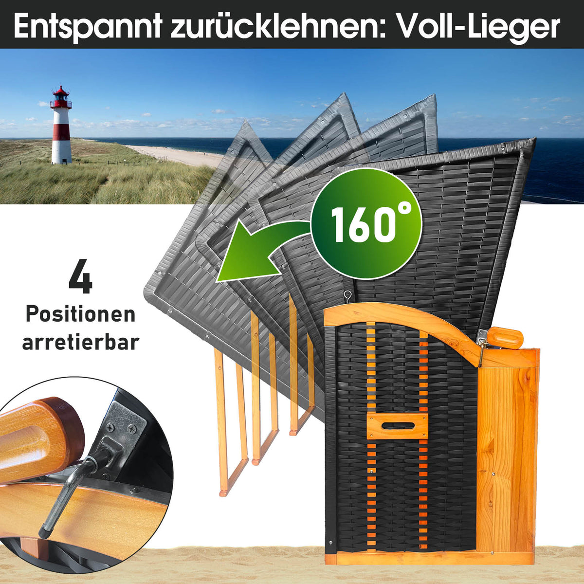 XL Strandkorb 3-Sitzer OSTSEE blau/weiß gestreift