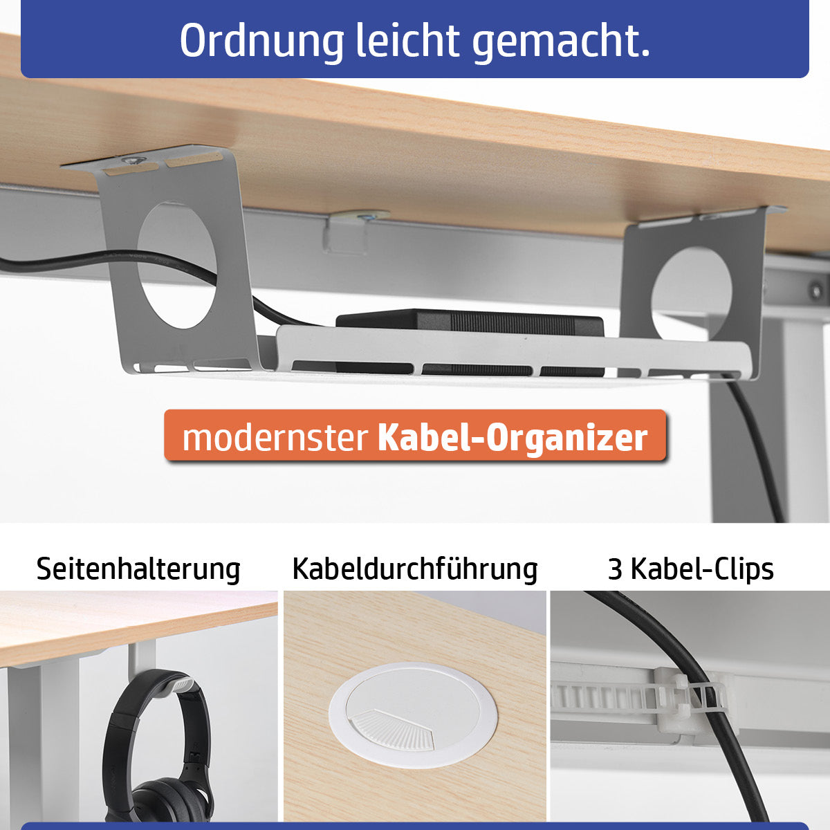 Ambiness höhenverstellbarer Schreibtisch FlexxPro 100x60 ahorn
