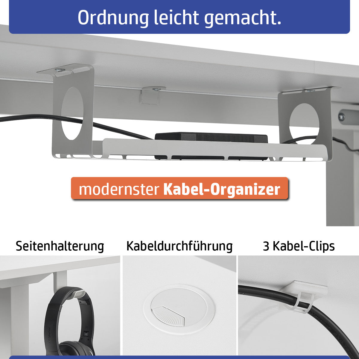 Ambiness höhenverstellbarer Schreibtisch FlexxPro 120x60 weiß