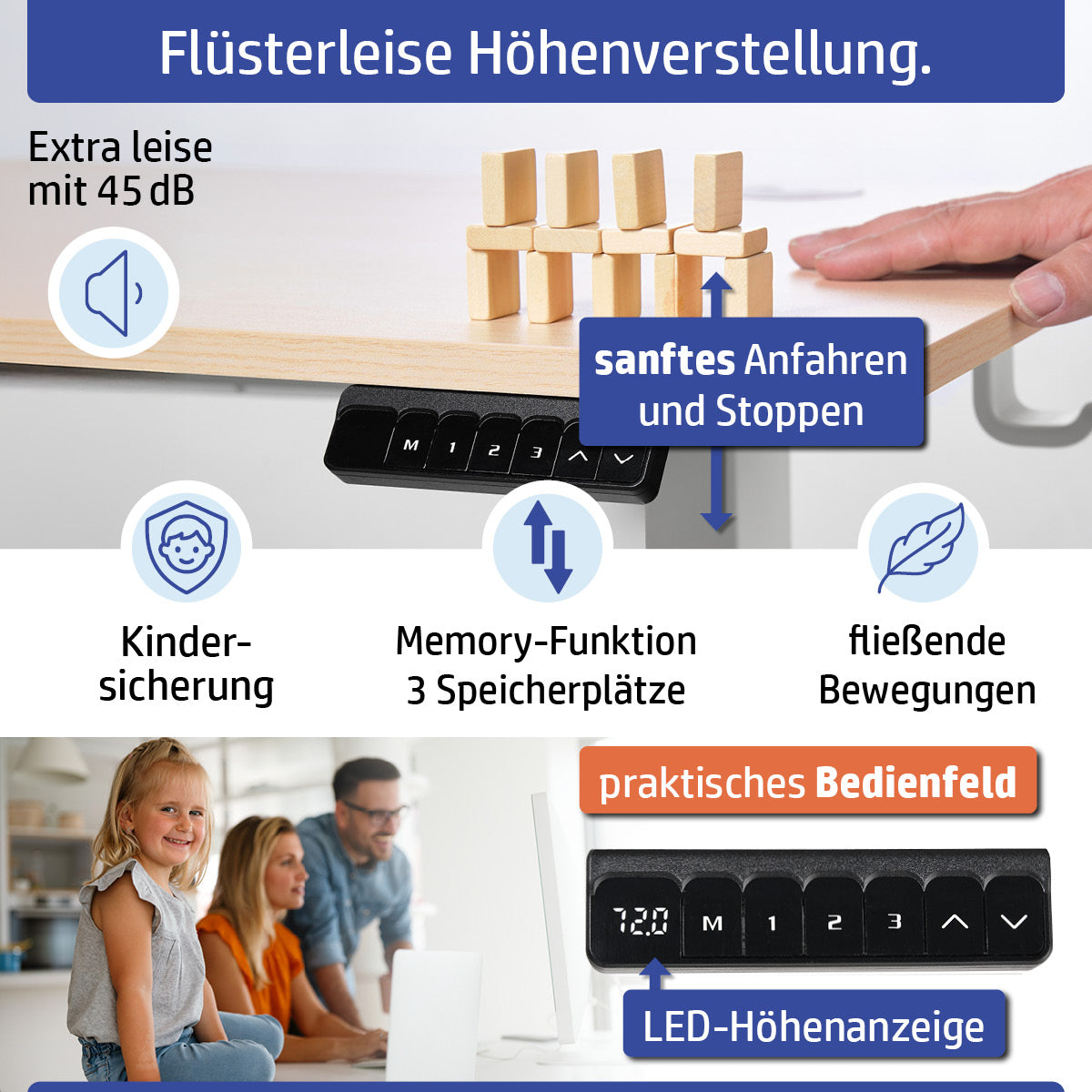 Ambiness höhenverstellbarer Schreibtisch FlexxPro 135x60 ahorn
