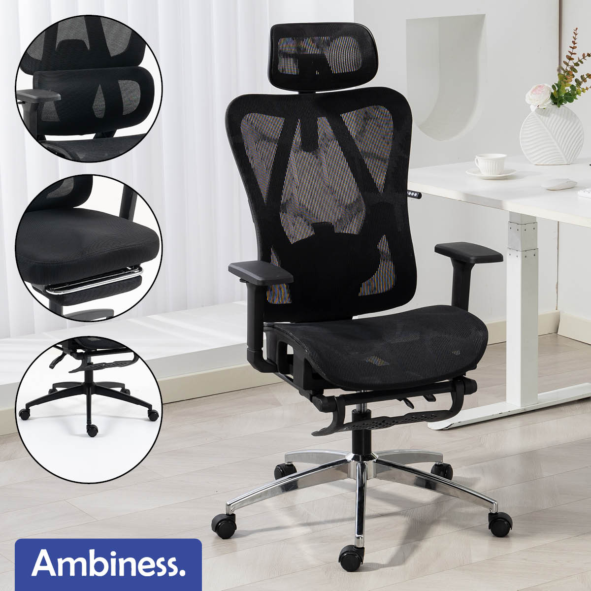 Ambiness Bürostuhl BackPro Mesh chrome