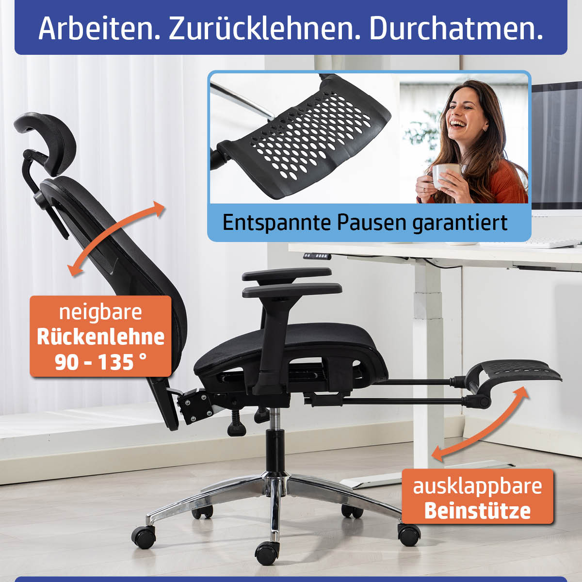 Ambiness Bürostuhl BackPro Mesh chrome