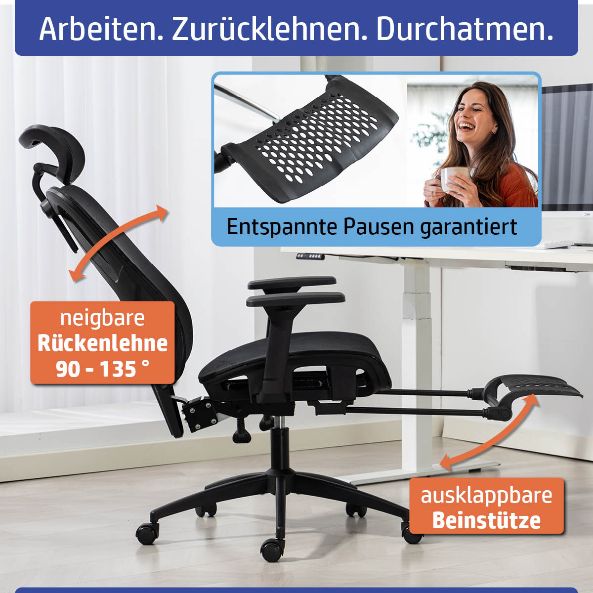 Ambiness Bürostuhl BackPro Mesh schwarz