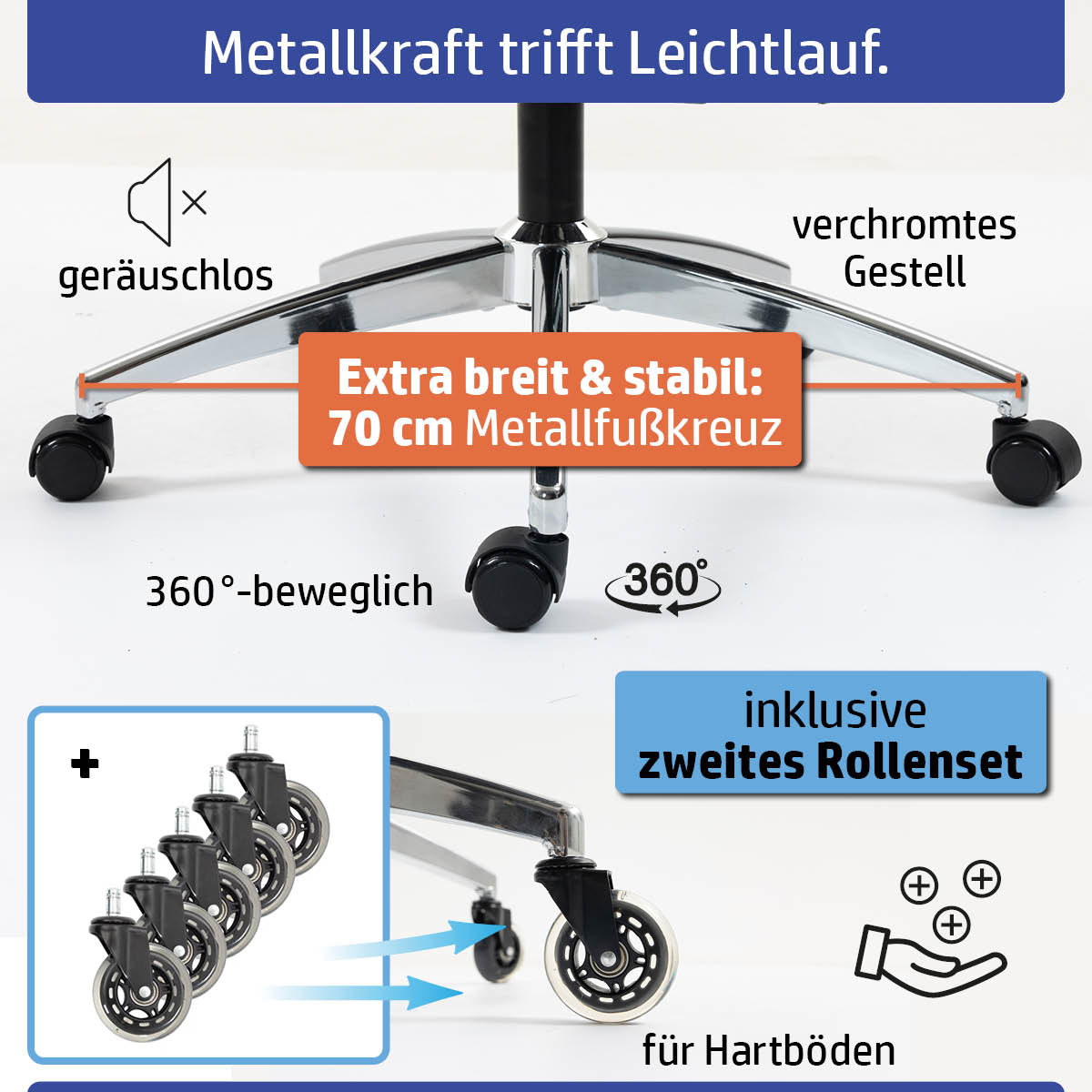 Ambiness Bürostuhl BackPro Polster chrome