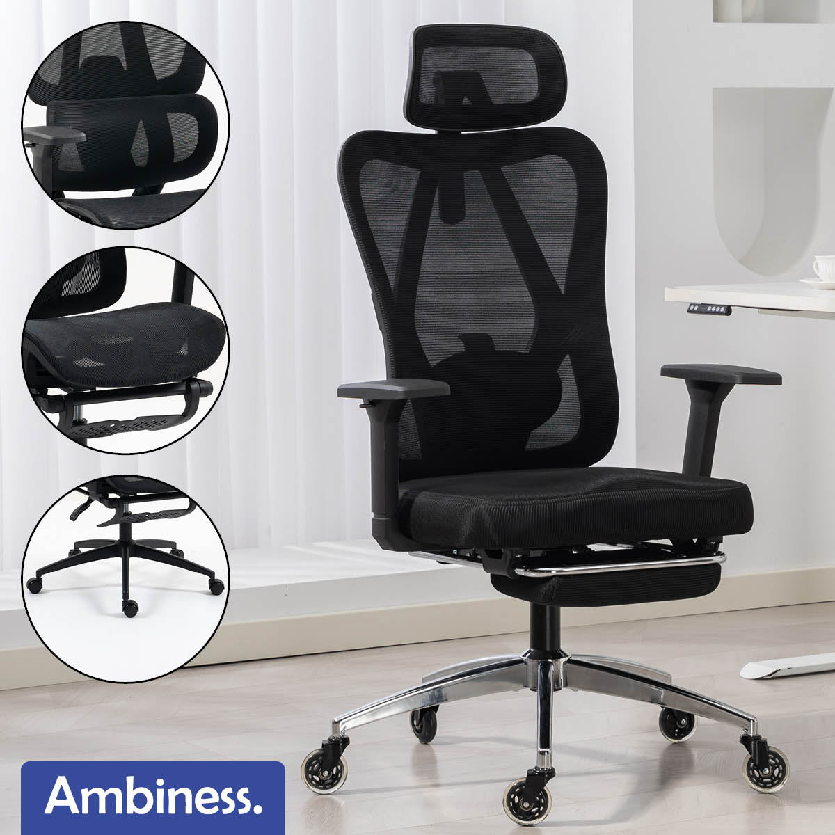 Ambiness Bürostuhl BackPro Polster chrome