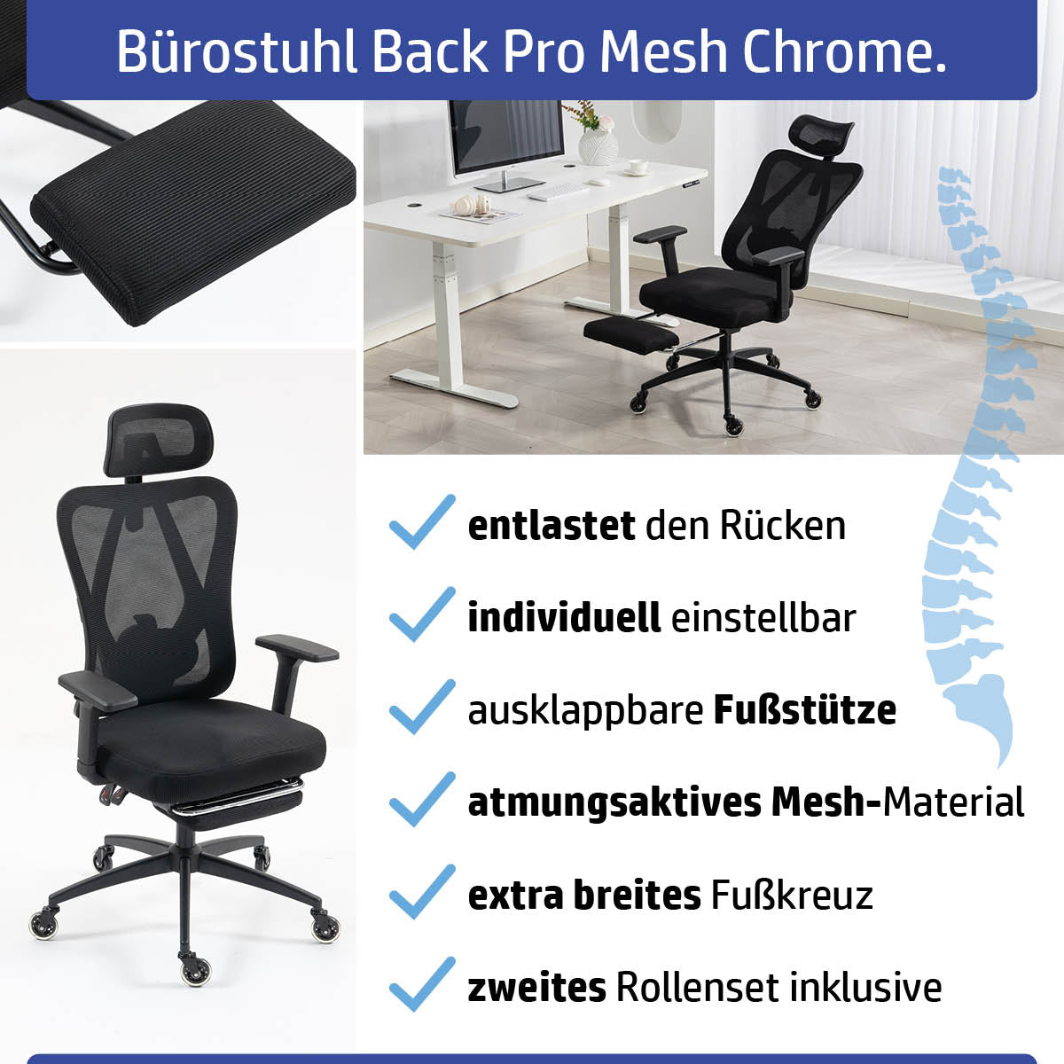 Ambiness Bürostuhl BackPro Polster schwarz