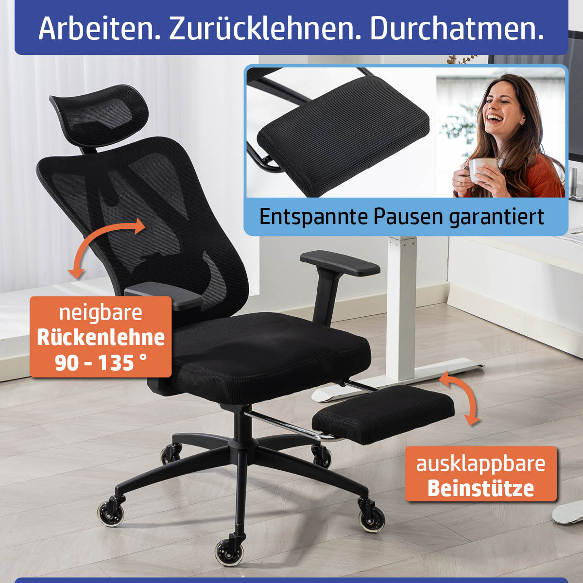 Ambiness Bürostuhl BackPro Polster schwarz