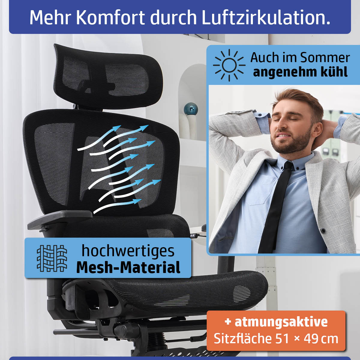 Ambiness Bürostuhl Master FX Polster chrome