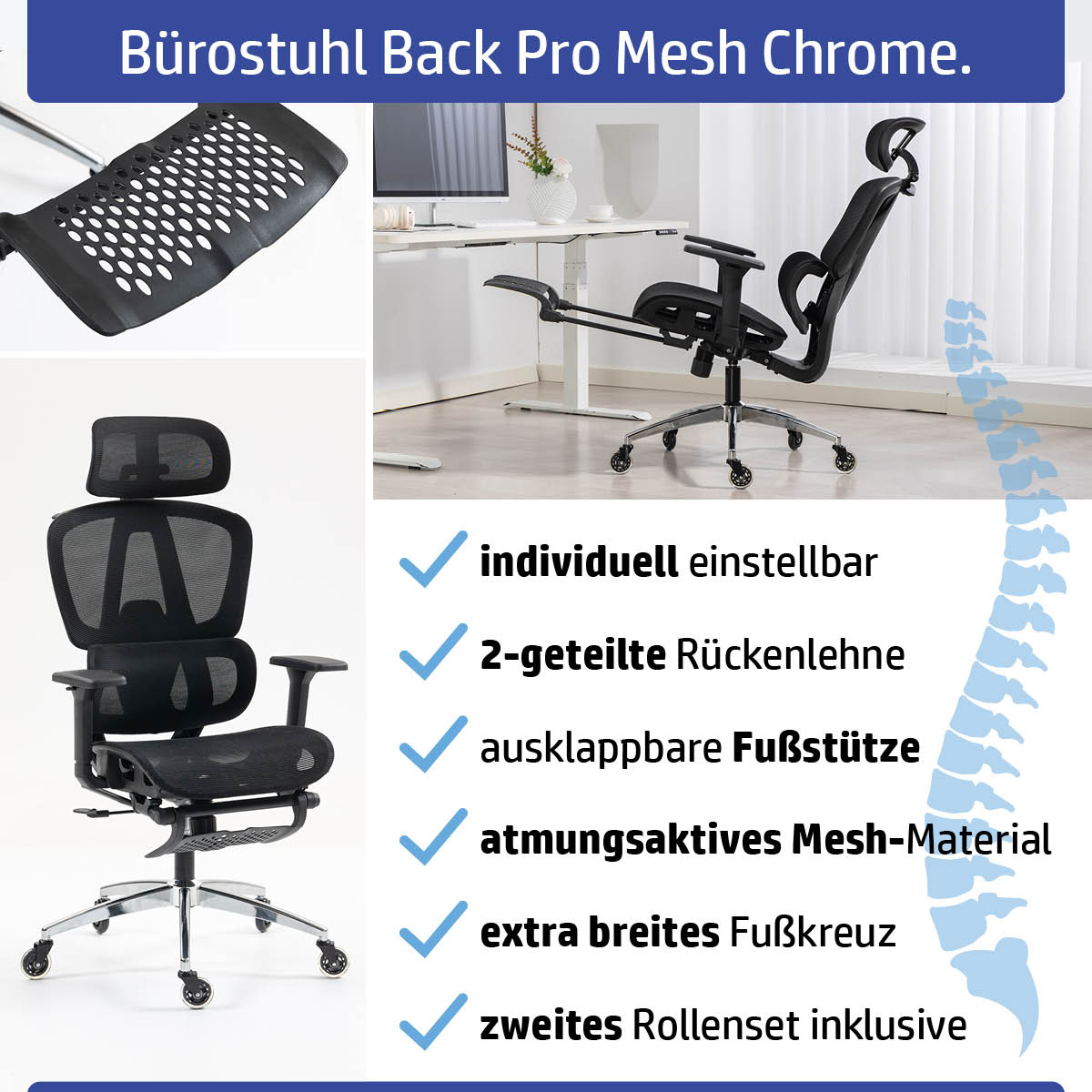 Ambiness Bürostuhl Master FX Polster chrome