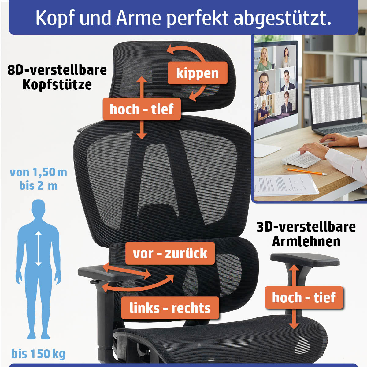 Ambiness Bürostuhl Master FX Polster chrome