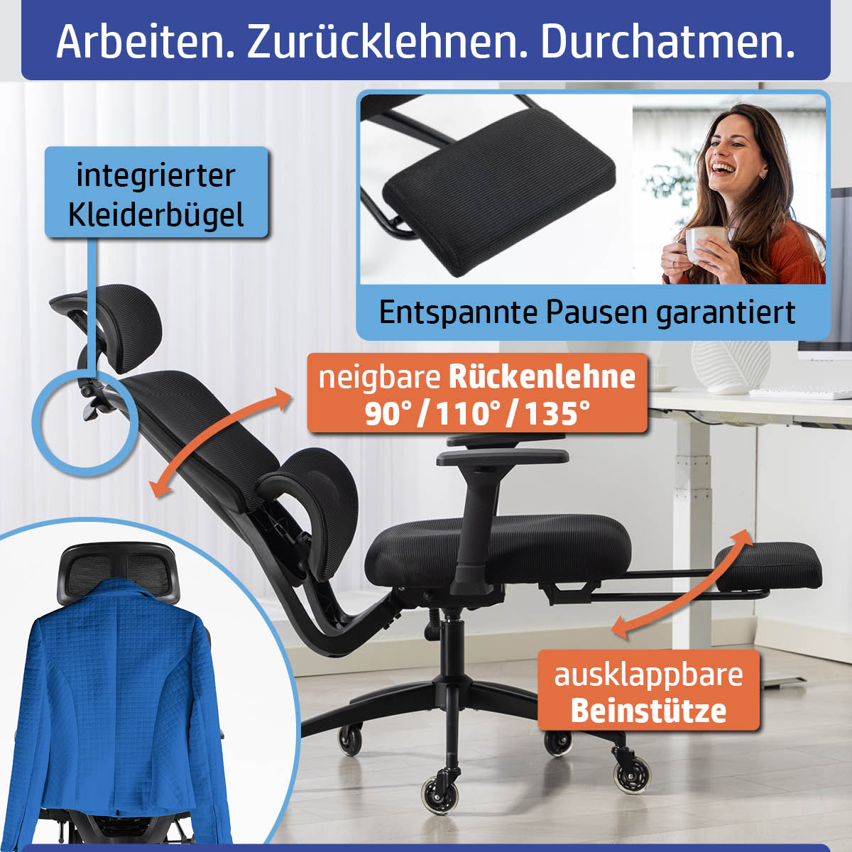Ambiness Bürostuhl Master FX Polster schwarz