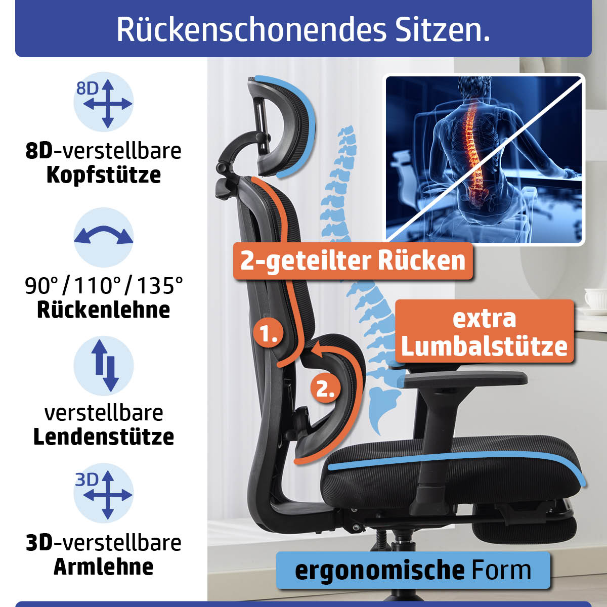 Ambiness Bürostuhl Master FX Polster schwarz
